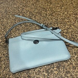 Coach pebble grain leather pale blue crossbody bag. Never used.
